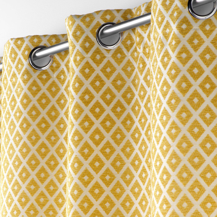 Rideau Jacquard motif losange - Jaune
