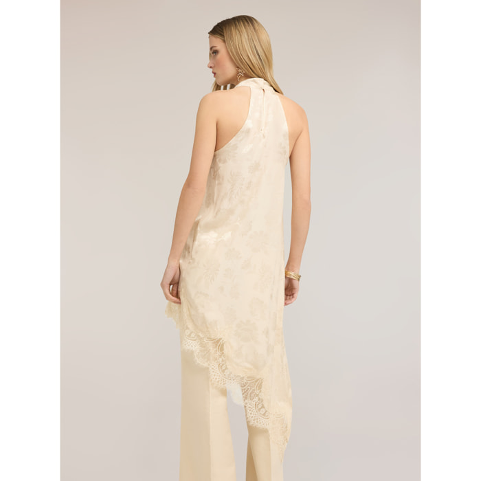 Motivi - Vestido asimétrico de satén con drapeado - Beige