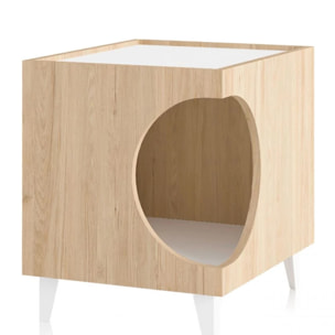 Mesita de noche Homely Pets Roble - Blanco