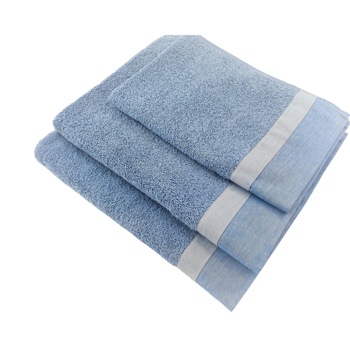 Set Spugna VARAZZE 3 Pezzi: Viso+Ospite+Telo Bagno - 450 gr/m² - 100% Puro Cotone