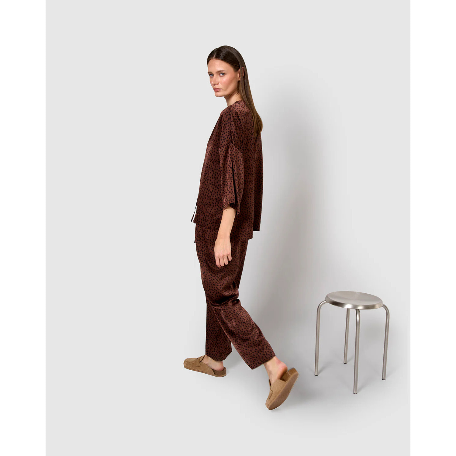 Blusa satén lazos grida teja