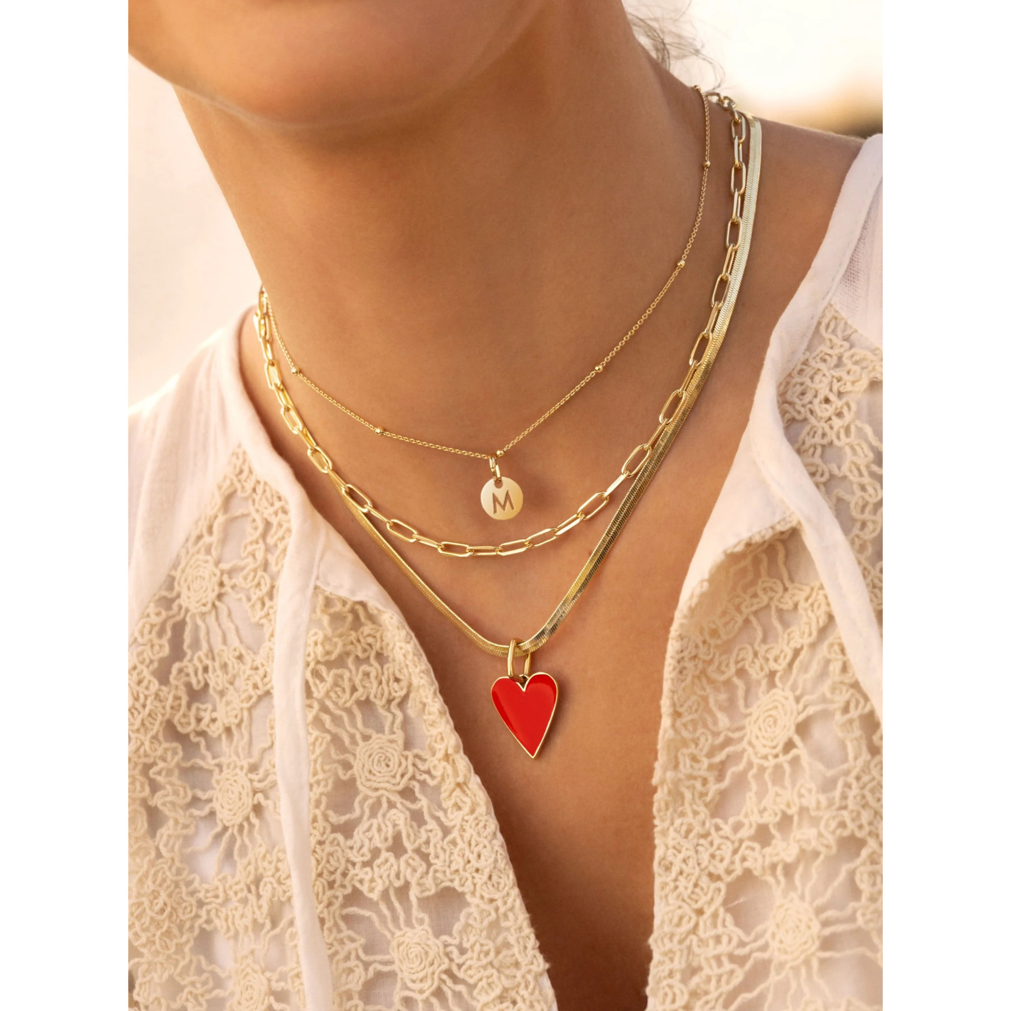 Mini collana a medaglione in Argento Placcato Oro