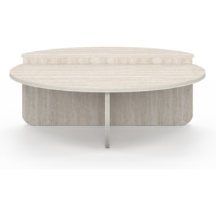 Tables basses rondes asymétriques effet travertin