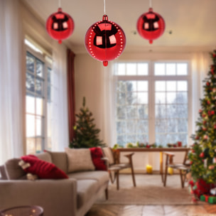 bola de navidad led con 4 tiras de luces 15cm color rojo