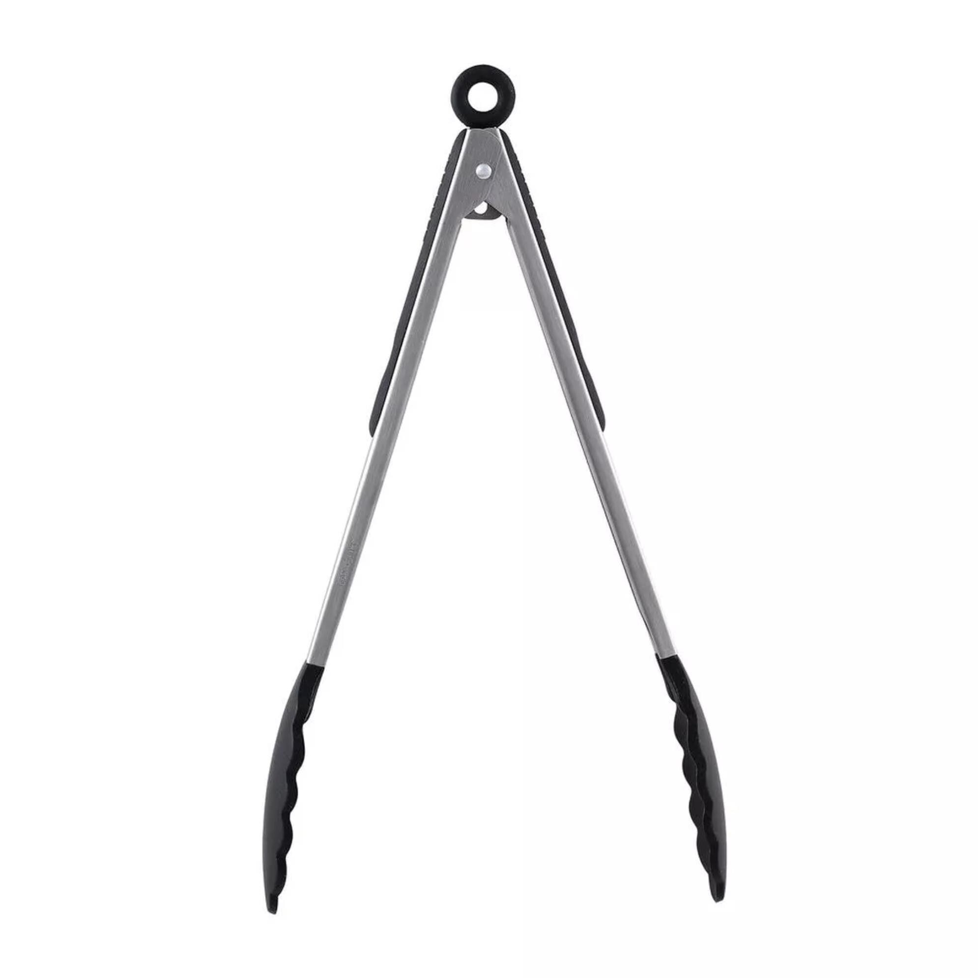 Pinzas de cocina h.34 cm acero inoxidable con puntas de silicona expert san ignacio