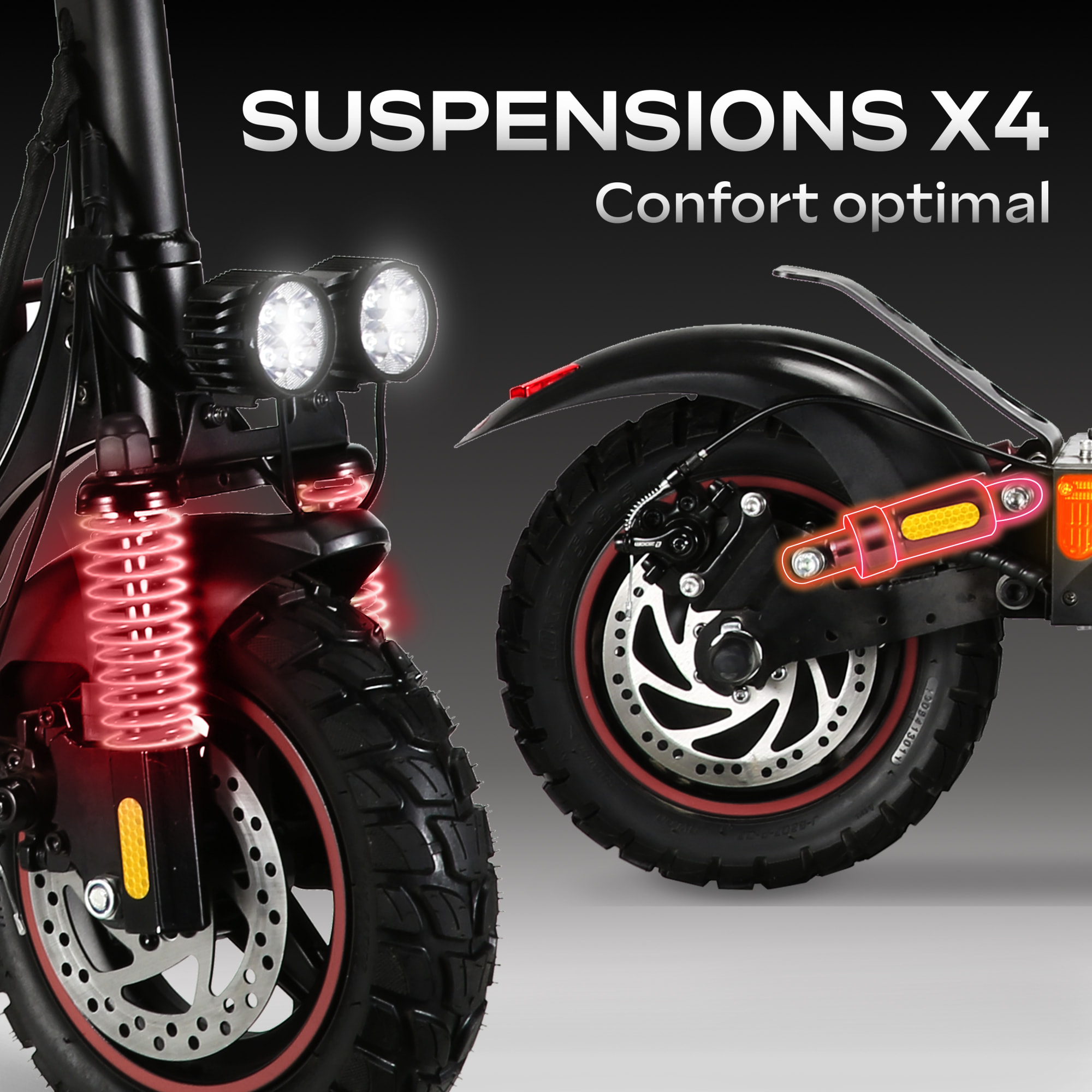 EBOOST GO – Trottinette électrique pliable 25 km/h avec autonomie 50 km et roues offroad 10"