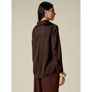 Oltre - Camicia in raso - Marrone