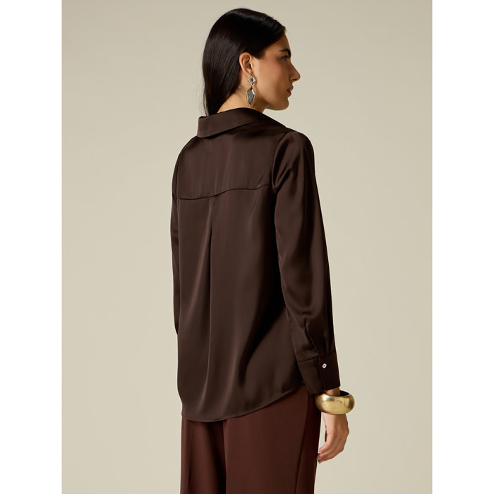 Oltre - Camicia in raso - Marrone