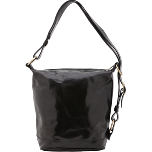 Borsa a secchiello  da donna In Vera pelle Made in Italy 34x33x15 cm