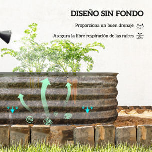 Jardinera Exterior Grande de Acero Galvanizado, Huerto Urbano para Cultivar Plantas, Macetero Exterior con Bordes de Seguridad, Fácil Montaje, Resistente a la Intemperie, 150x62x30 cm, Gris