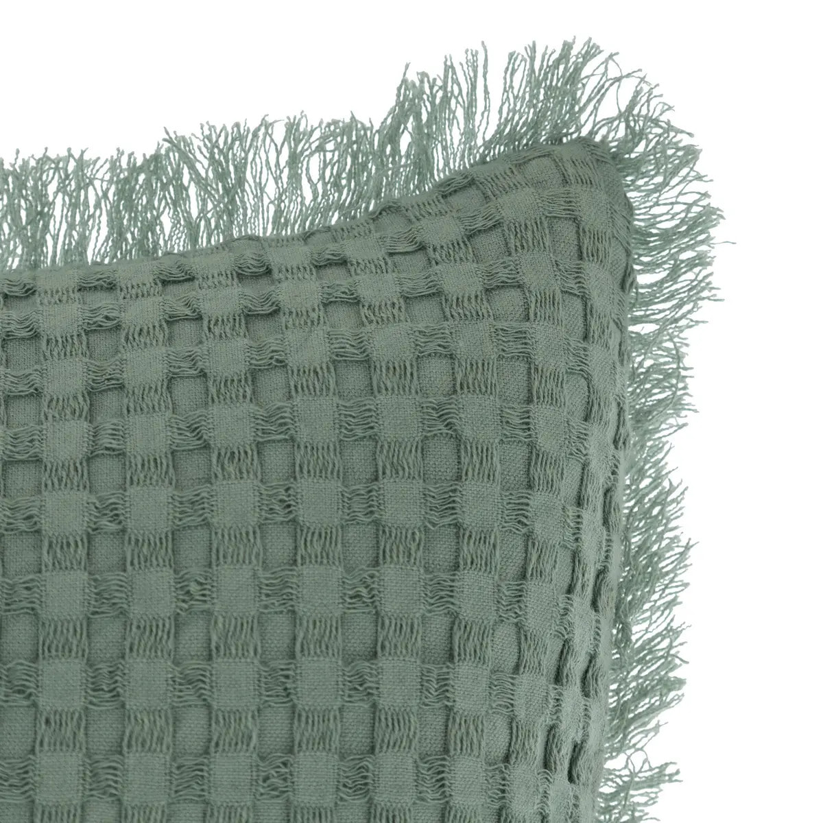 Coussin nid d'abeille "Widdy" 45x45cm vert céladon