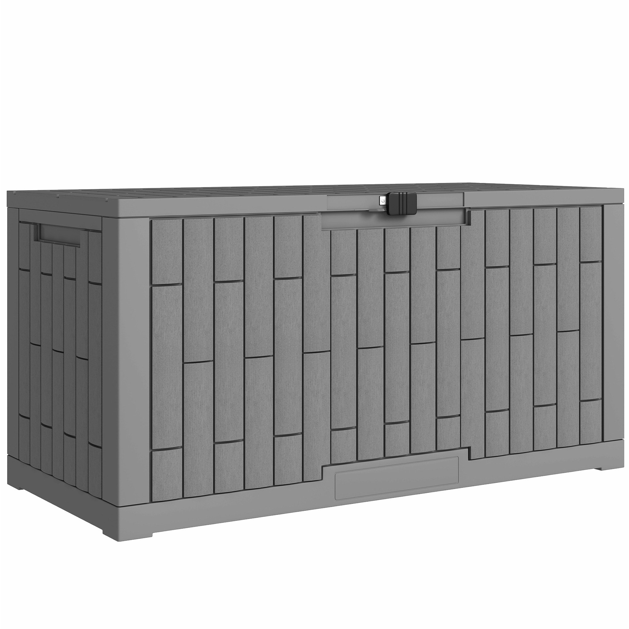 Coffre de jardin 379L verrouillable PP aspect bois gris