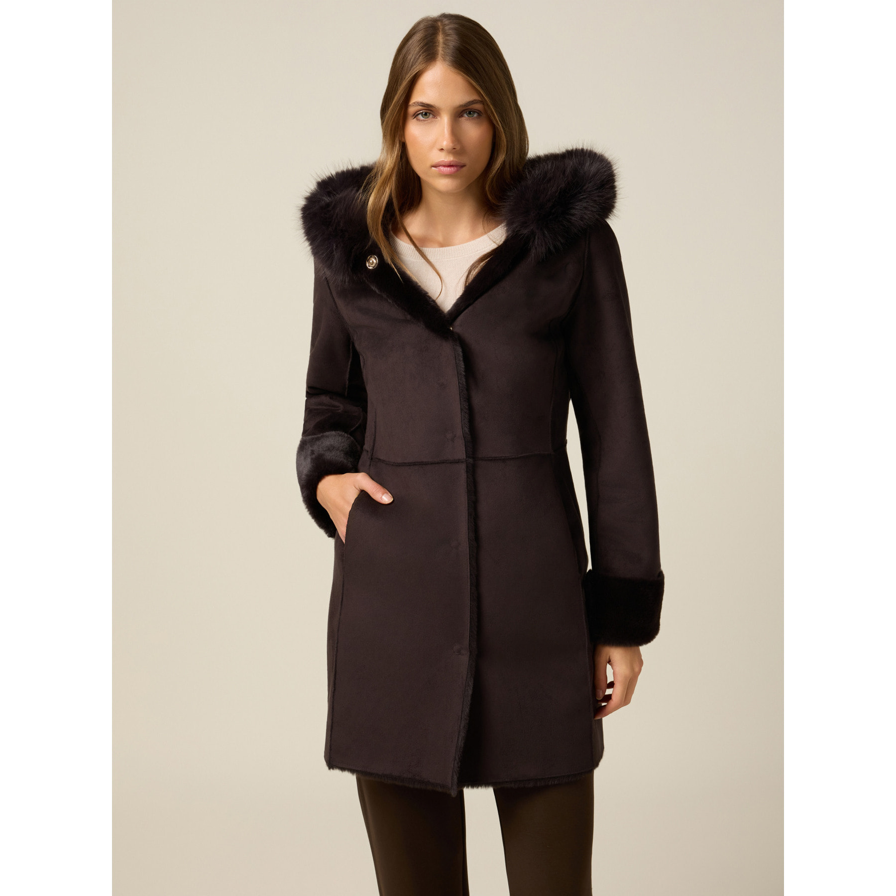 Oltre - Cappotto in tessuto morbido - Marrone