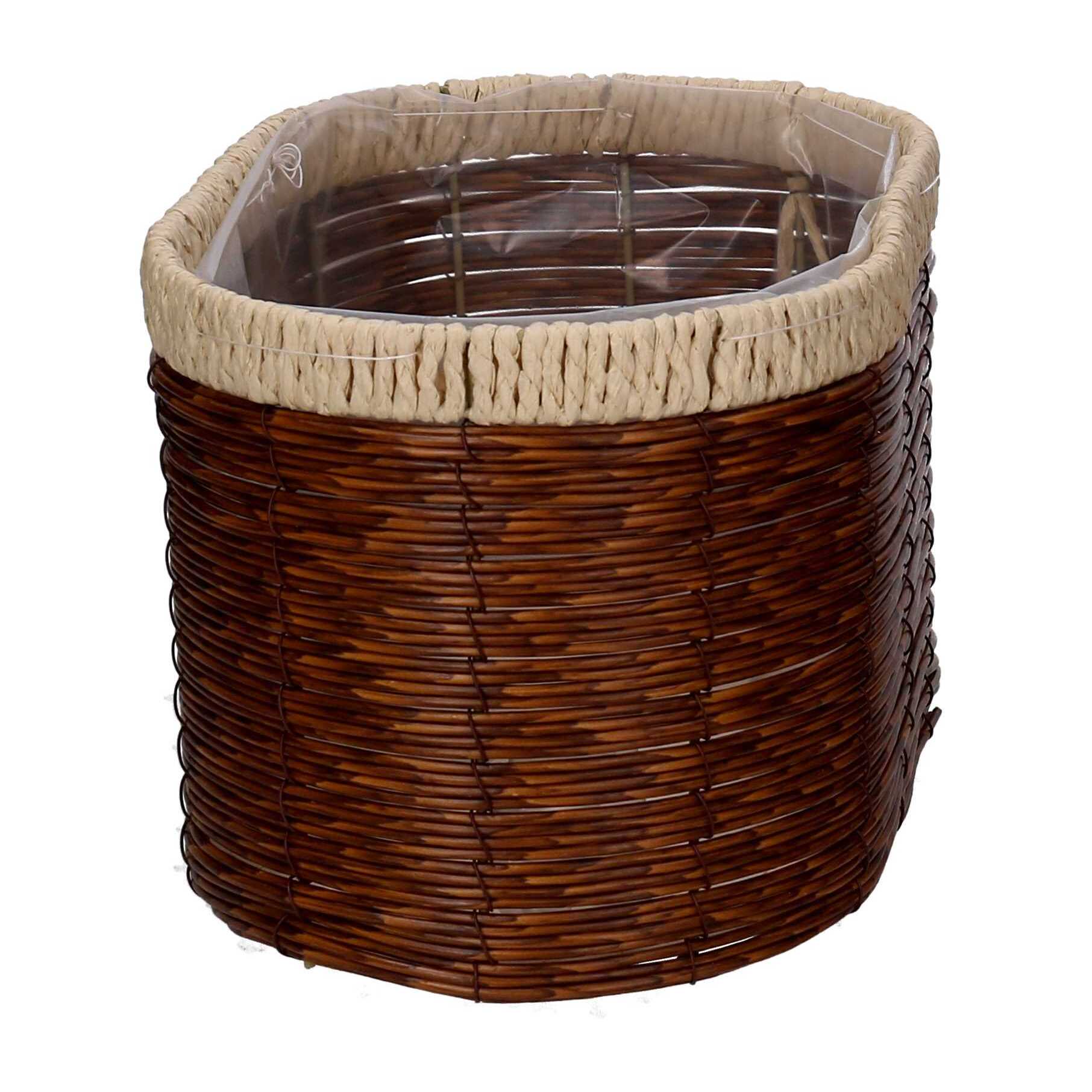 Set di 2 portavasi Vacchetti in polyrattan noce ovale cm28x18h16