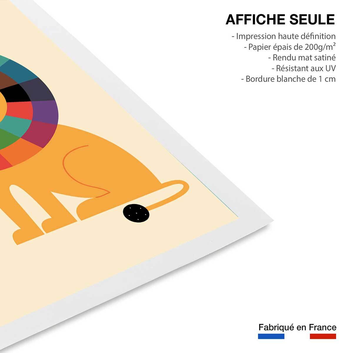 Affiche enfant rainbow lion Affiche seule