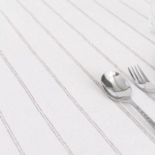 Nappe pur coton lavé motif jacquard blanc orange Rimini terracotta