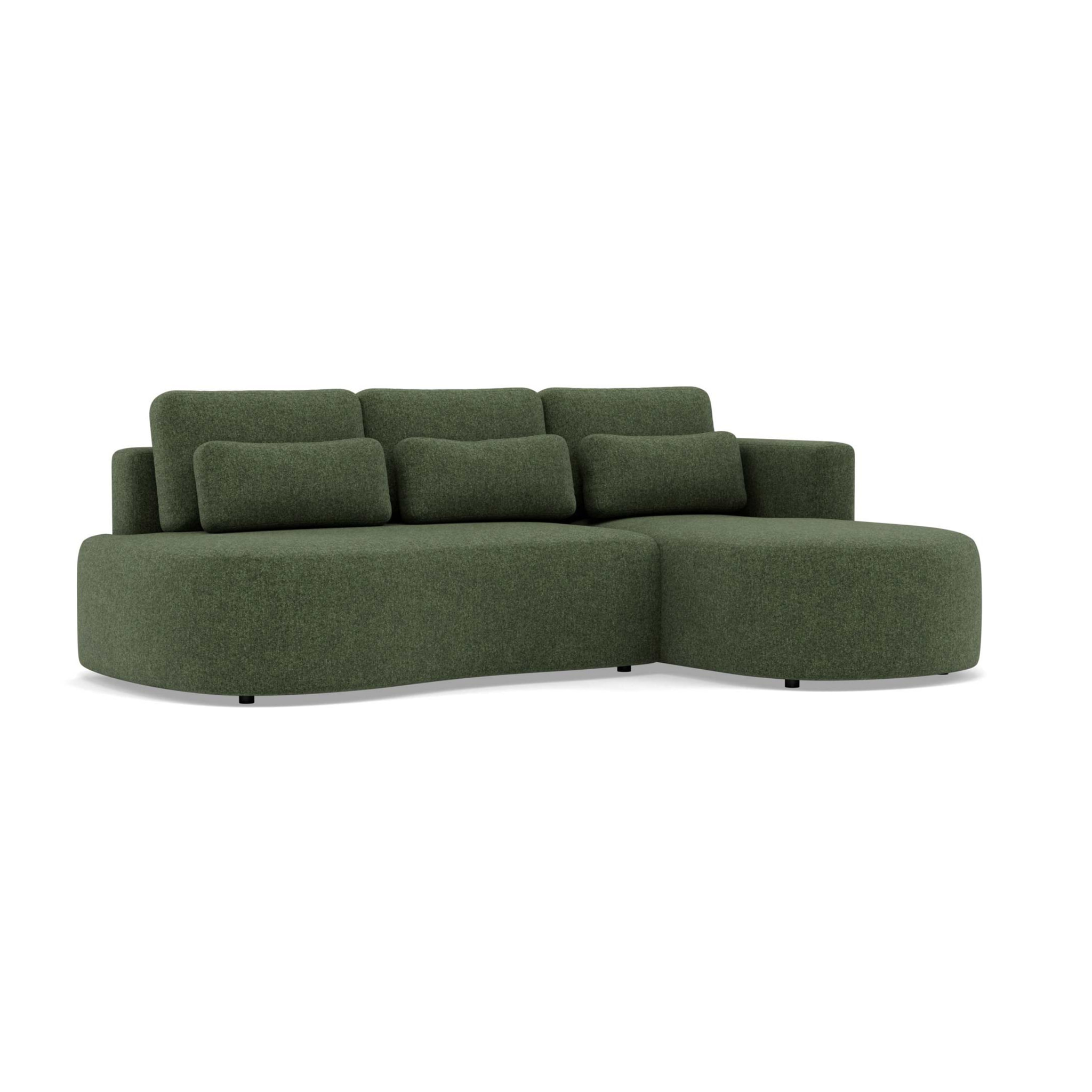 Mahina - canapé d'angle droit 4 places convertible avec coffre en tissu texturé - Vert