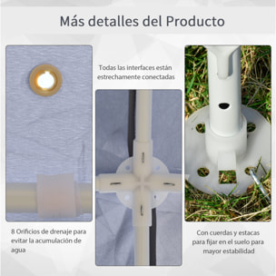 Carpa de Jardín 3x3 m con 4 Paredes Laterales Mosquitera con Cremallera Gris