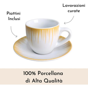 Set 6 tazzine da caffè Raggi con piattini in porcellana