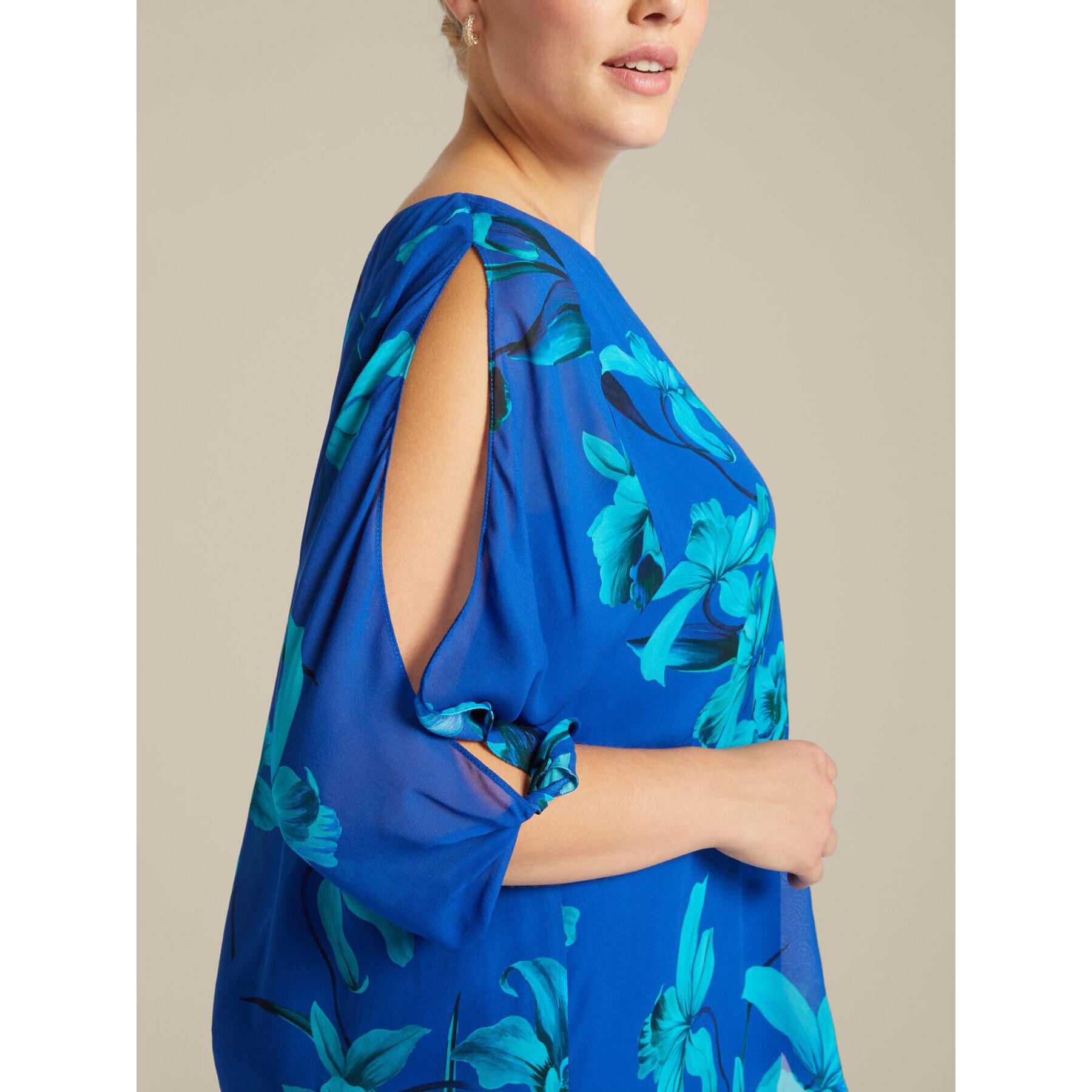 Elena Mirò - Blusa floreale con spacchi - Bluette