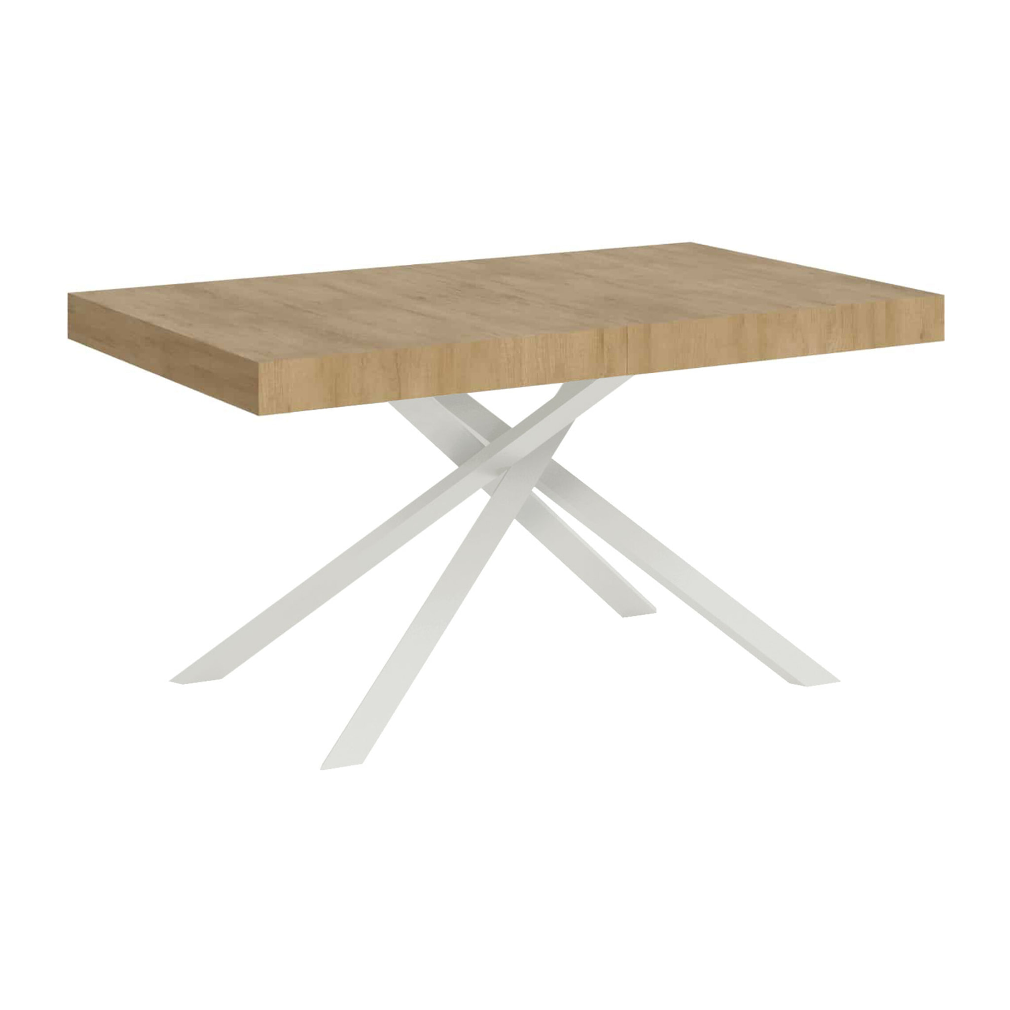 Mesa extensible 90x140/400 cm Karida roble natural patas blanca