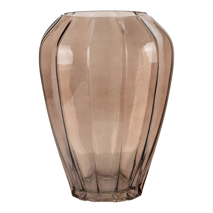 Vaso in vetro marrone costolato ø22x29 cm