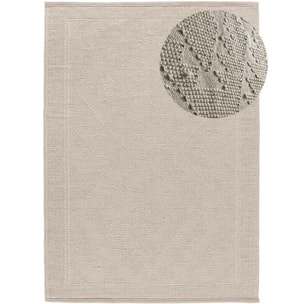 PAMUK Alfombra étnica algodón reciclado con relieve en crema, varias medidas disponibles
