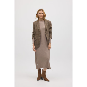 Abito lungo in maglia a coste marrone