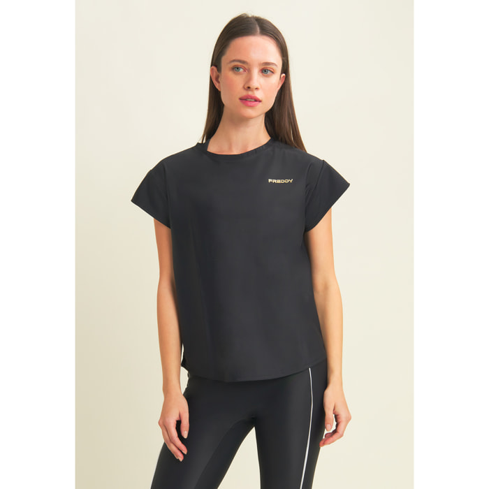 T-shirt tecnica con maniche ad aletta e profili a contrasto