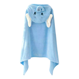 Bata manta infantil con capucha diseño elefante. 70x140 cm.