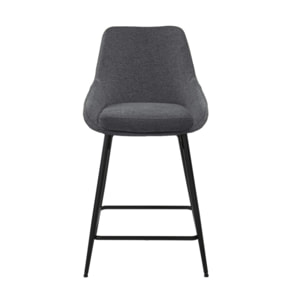 Chaise de bar en tissu avec pieds évasés en métal noir - MONDO