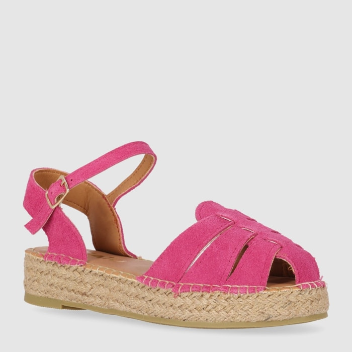 Sandalias de Serraje - Rosa - Tacón: 5 cm