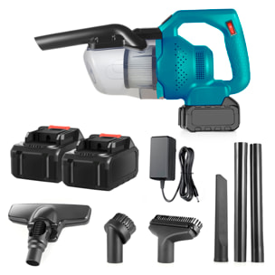 Aspirador de mano de 300W con depósito de 700ml. Incluye 4 cabezales y 2 baterías de 15000mAh.