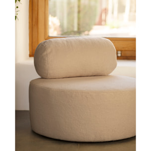 Fauteuil en bouclé rond couleur beige de 91x71cm Hauteur: 71 Longueur: 91 Largeur: 91