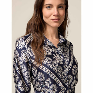 Oltre - Blusa de satén con estampado geométrico - Azul