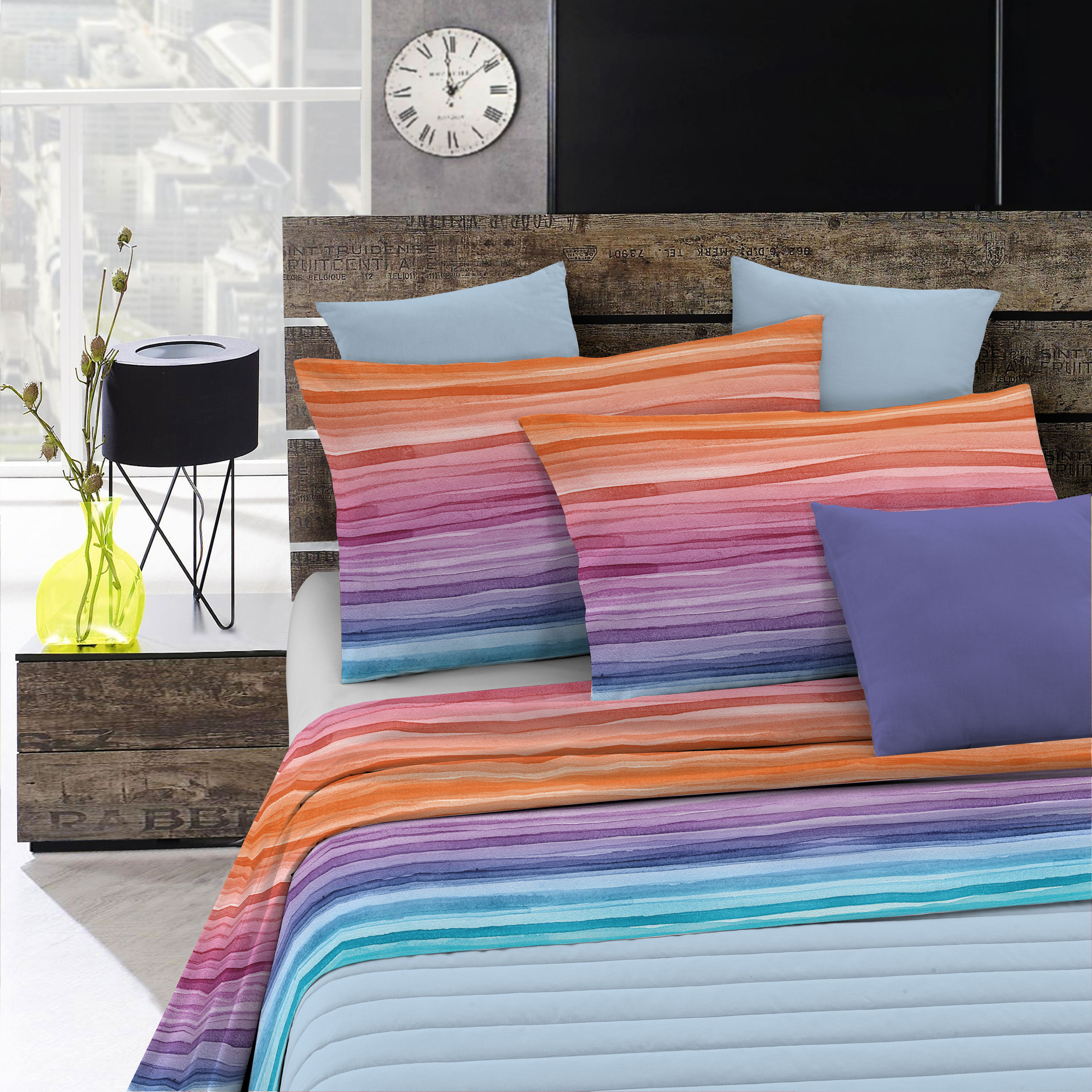 COMPLETO LETTO FANTASY MADE IN ITALY MICROFIBRA-RAINBOW SINGOLO