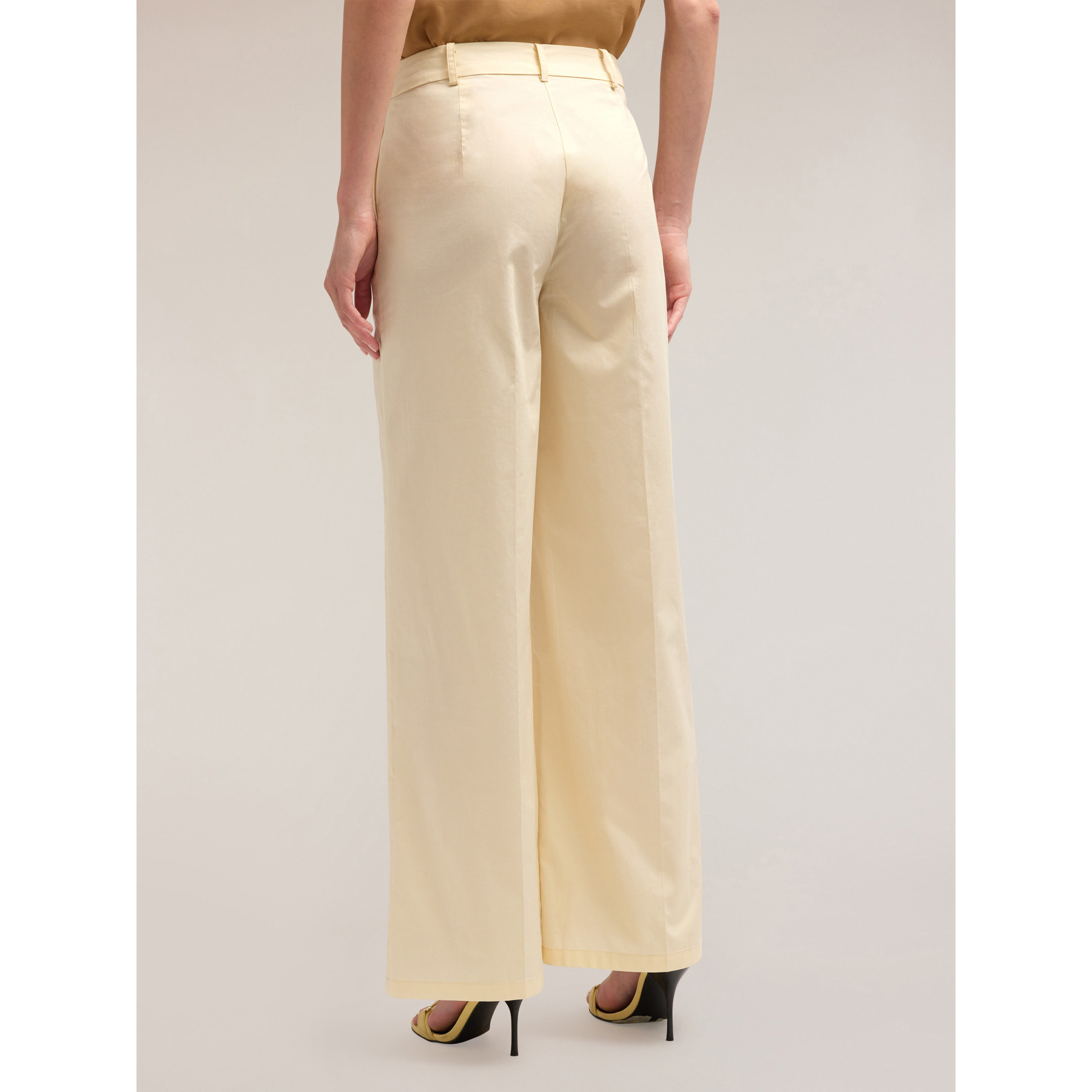 Motivi - Pantalones de pierna ancha de algodón - Blanco