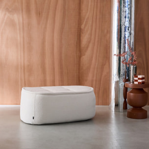 Pouf. repose-pieds pour chauffeuse 1 place Boni bouclette texturée blanc cassé L 91 x P 63 x H 40cm - Boni