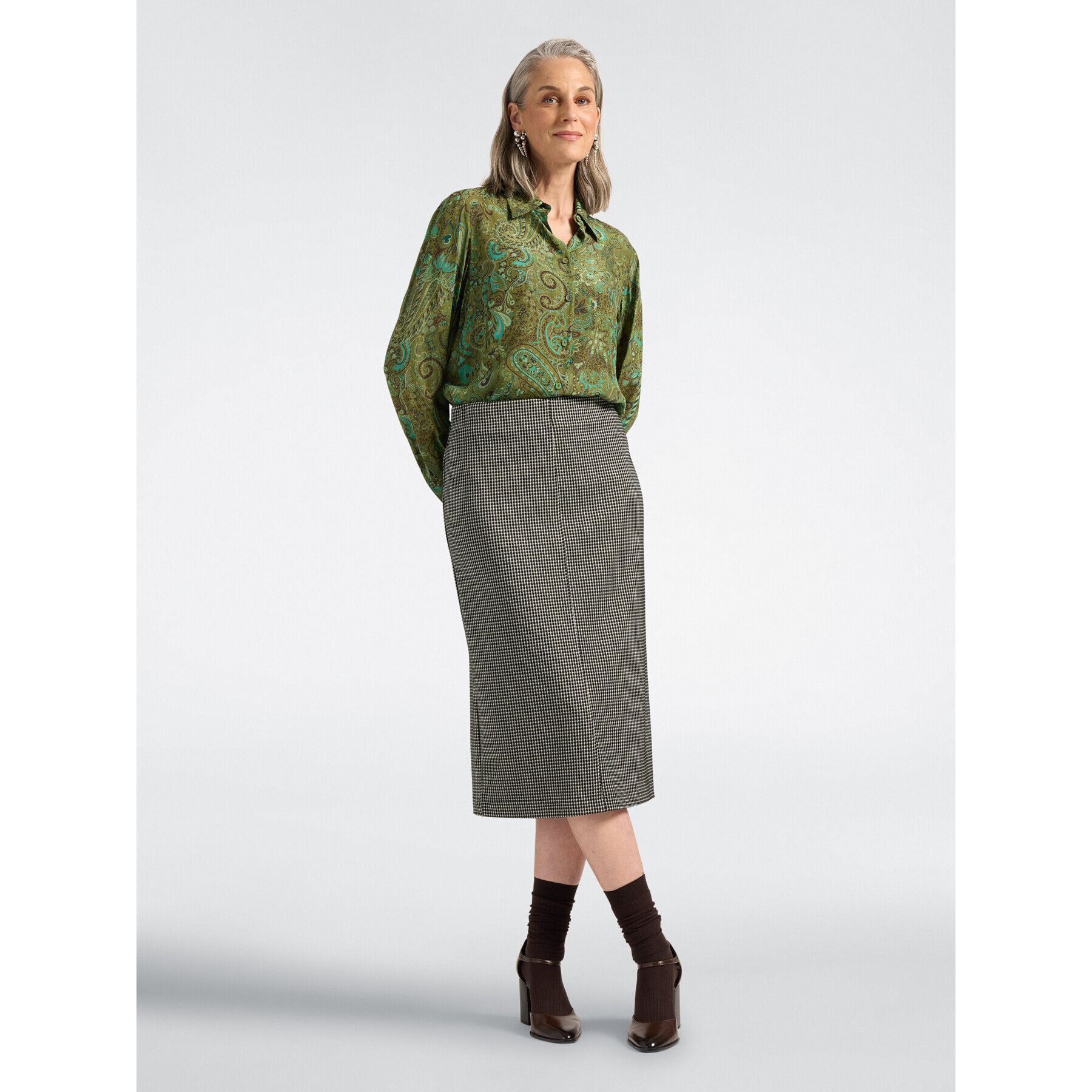 Elena Mirò - Camicia in viscosa stampata paisley - Verde