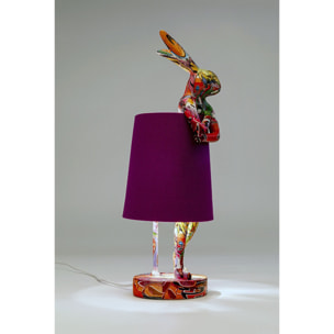 Lampe Animal lapin graffiti et violette 50cm Kare Design