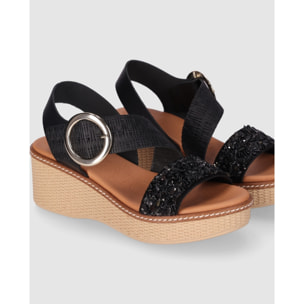 Sandalias de Piel - Negro - Tacón: 5 cm