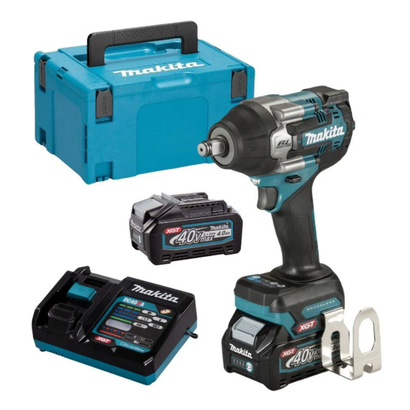 Pistola de pernos 1/2'' 750Nm 40V max MAKITA 2 batt. BL4040 + cargador - TW007GM201