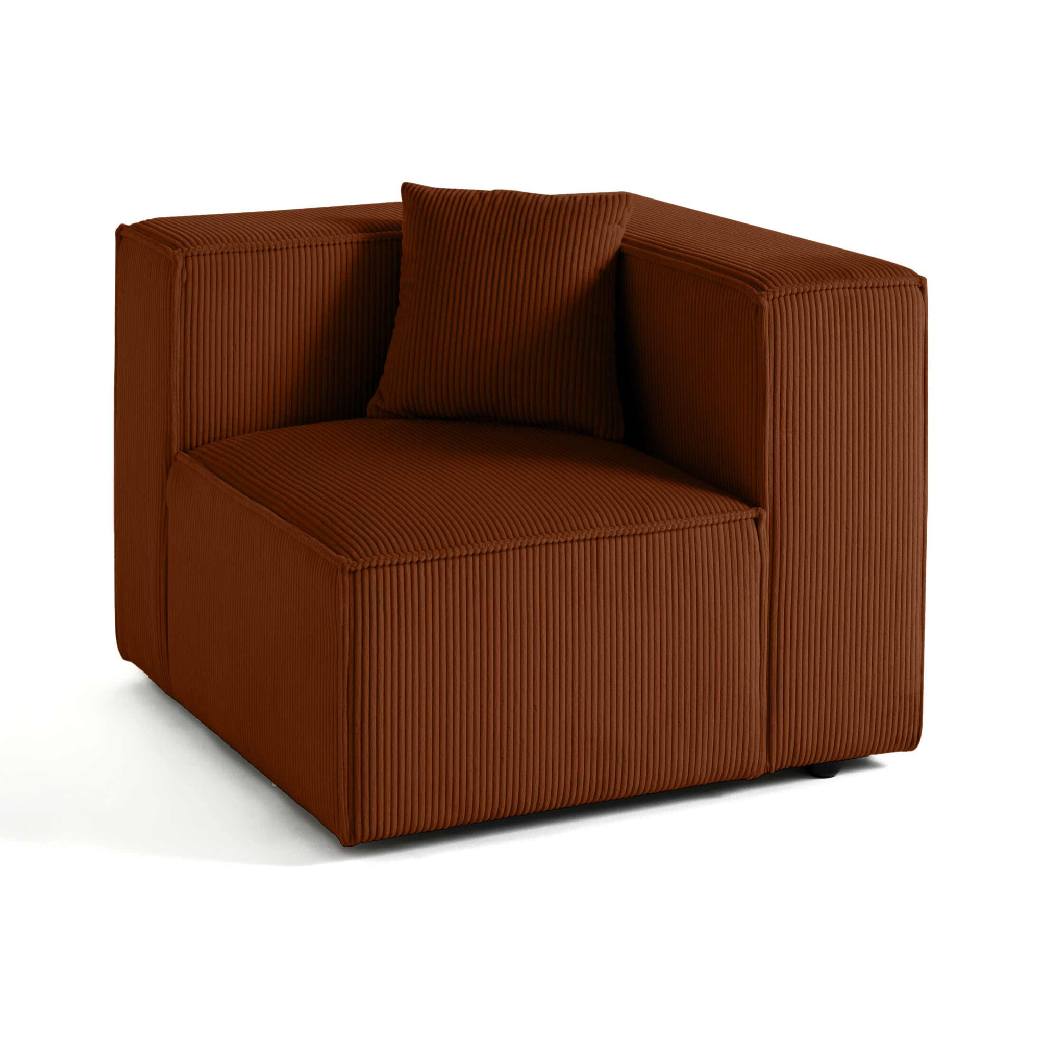 Arty - module d'assise droit - en velours côtelé - Terracotta