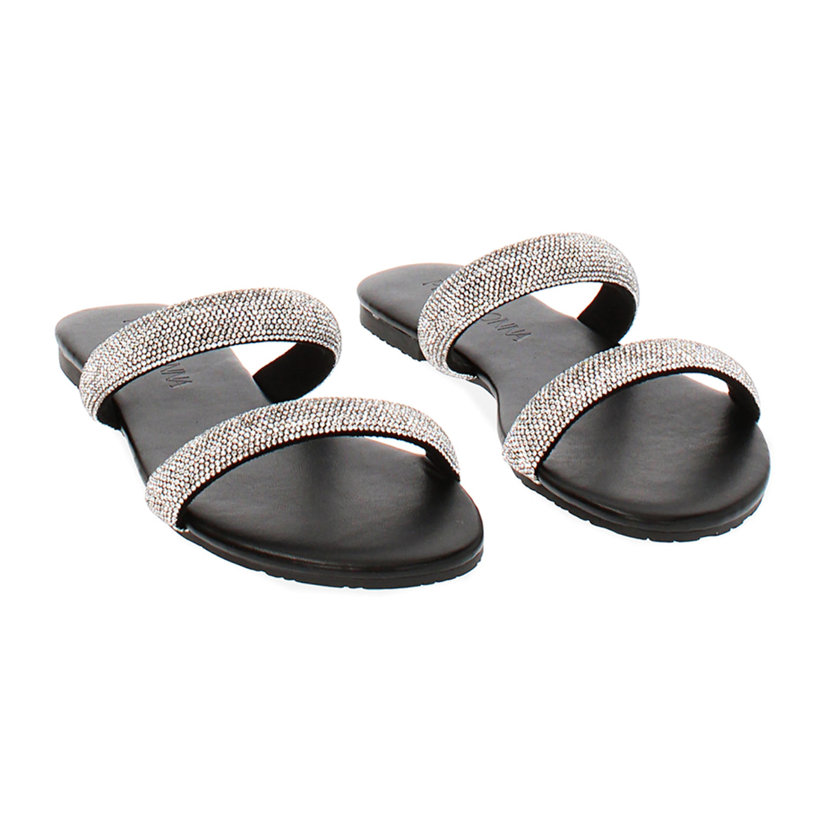 Sandali bassi neri con strass