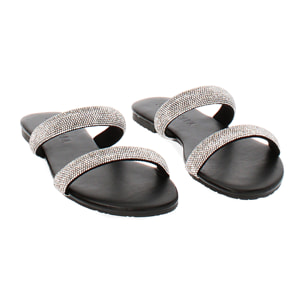 Sandali bassi neri con strass