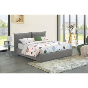 Letto matrimoniale Cristyn, Letto contenitore con rivestimento in tessuto, 100% Made in Italy, Apertura frontale, con materasso Cm 160x200 incluso, Grigio