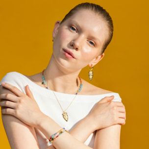 Collar con Cristal Multicolor acabado oro 18k