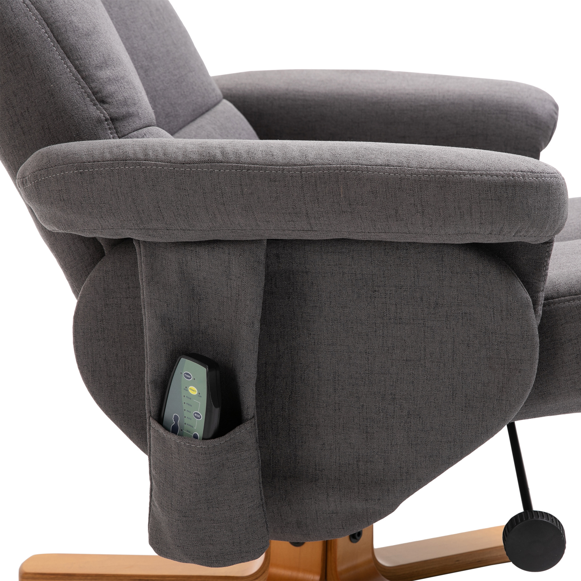 Sillón Relax Reclinable con Reposapiés Sillón de Masaje Eléctrico de PU con 10 Puntos de Masaje Función Reclinable Giratorio 360° Mando a Distancia Bolsillo Lateral Salón Oficina Gris Oscuro
