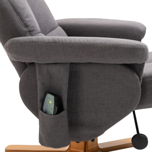 Sillón Relax Reclinable con Reposapiés Sillón de Masaje Eléctrico de PU con 10 Puntos de Masaje Función Reclinable Giratorio 360° Mando a Distancia Bolsillo Lateral Salón Oficina Gris Oscuro