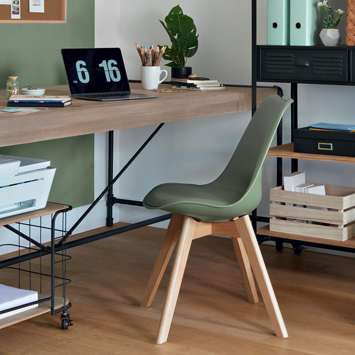 Chaise "Baya" vert kaki - pieds en hêtre